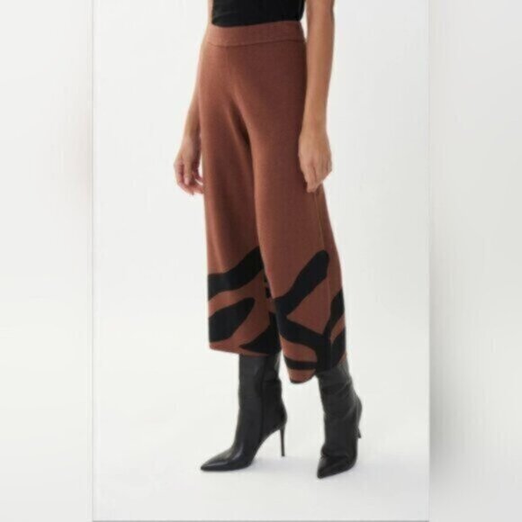 Joseph Ribkoff Animal Print Wide Leg High Waist Knit Pant Size Small - Picture 9 of 10